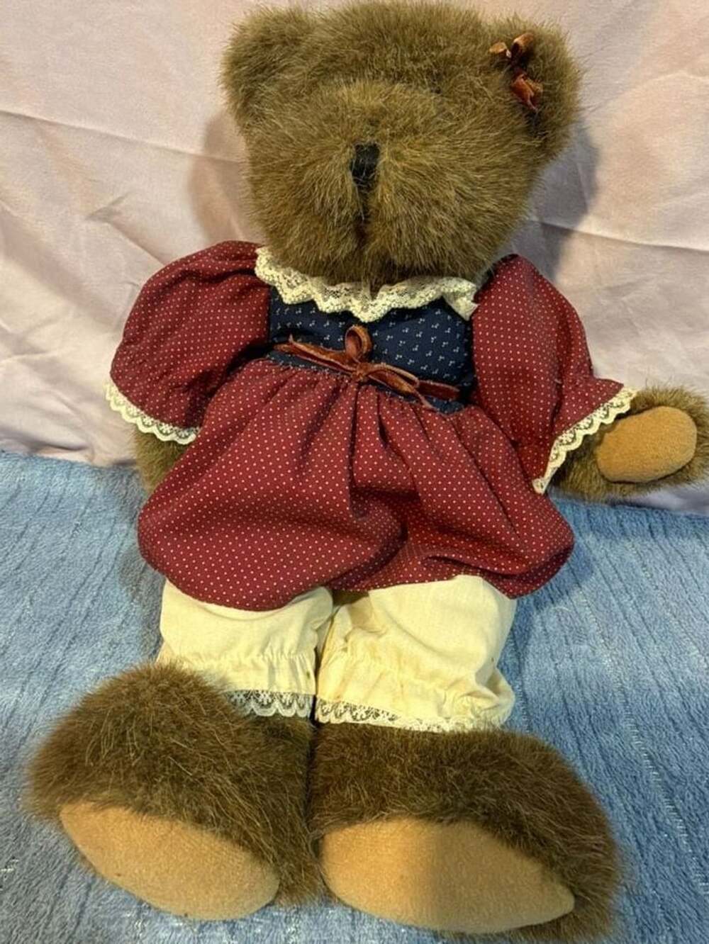 Commonwealth Plush Brown Bear In Dress And Bloomers